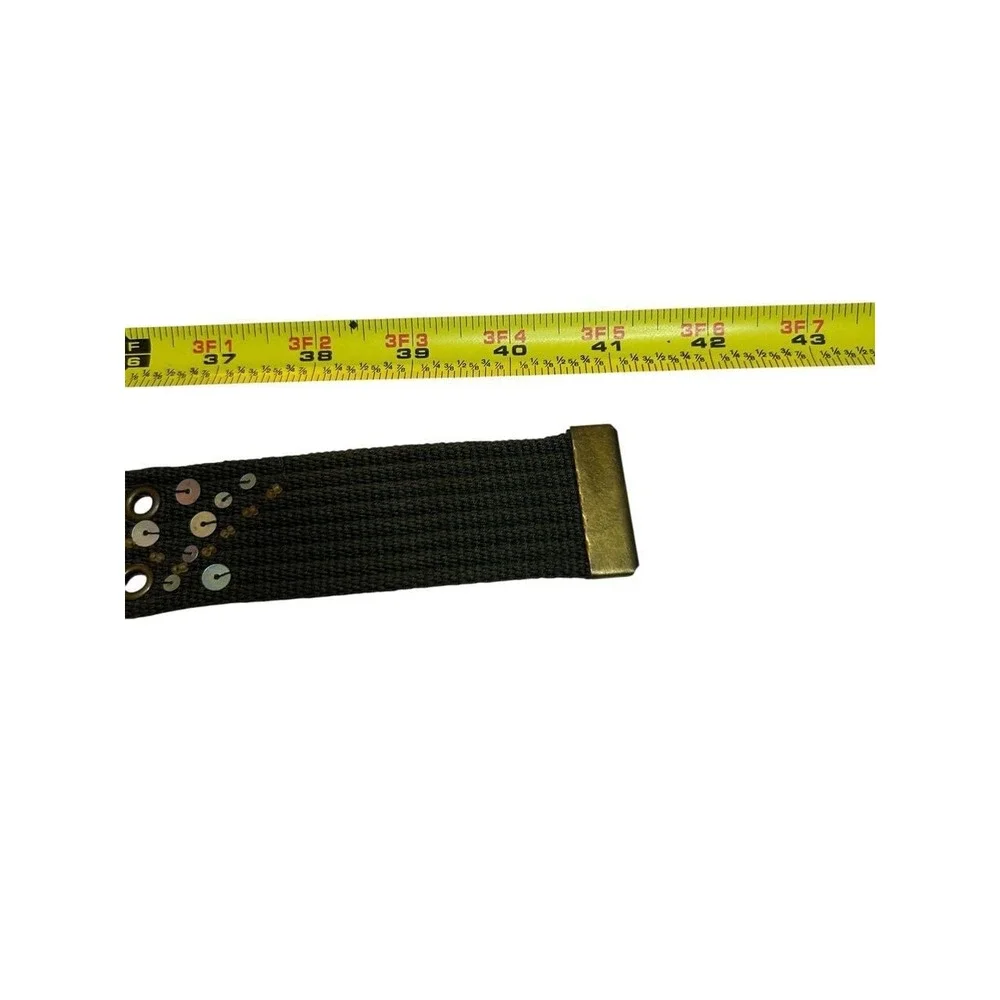 Boho Sequin Belt Y2K Hippie Festival Olive Green Earth Tone 90s Capsule Wardrobe
